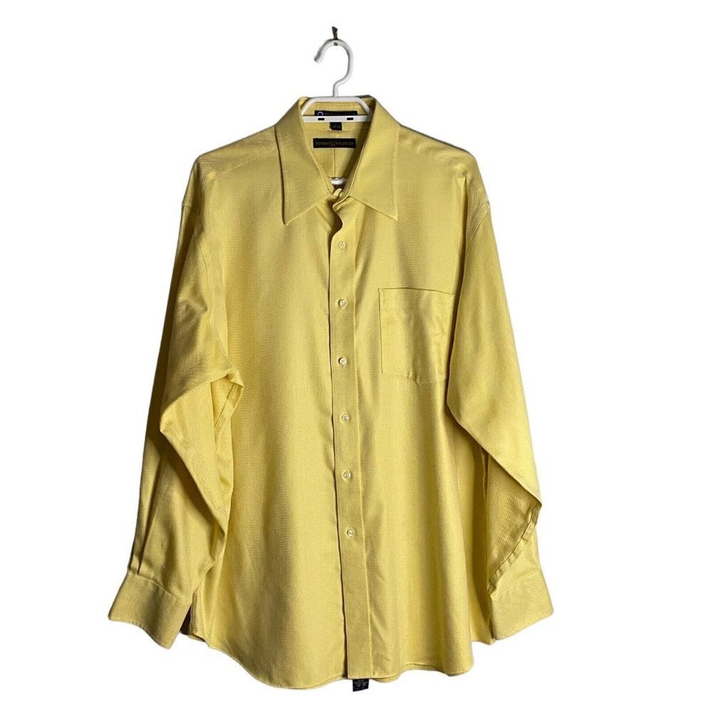 Tommy Hilfiger Men's Yellow 100% Cotton Button-Down Shirt